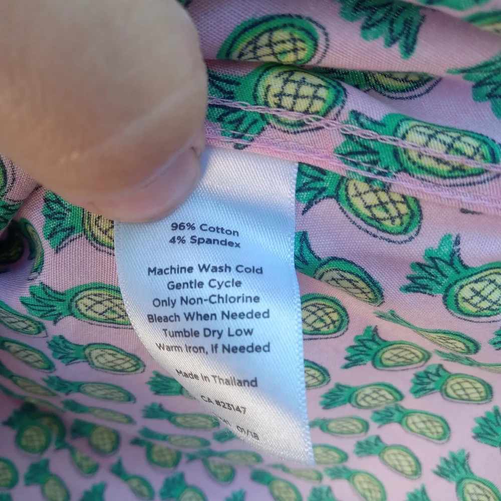 Talbots Pink Pineapple Button-Front Sleeveless Top Size 2 P
